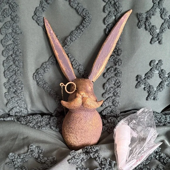 Whimsical Gold Rabbit Wall Hanging - Picture 2 of 3